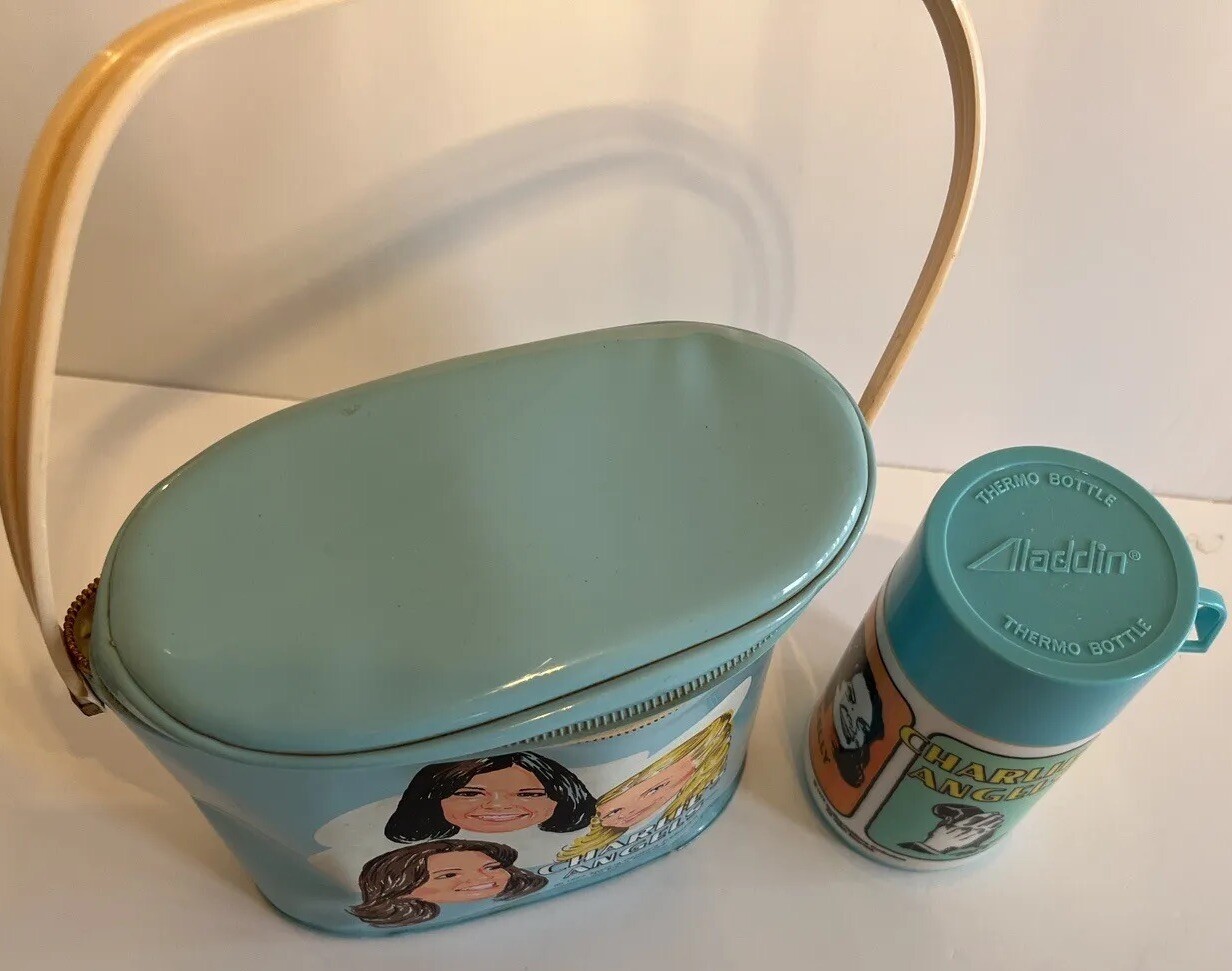 1977 CHARLIES ANGELS Vinyl Lunch Bag/Lunch Box & Thermos TV Spelling