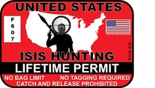 Red United States ISIS Hunting Permit Sticker Decal MARINES ARMY NAVY Truck Yeti