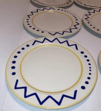 Vtg Homer Laughlin RARE “ Seville” Restaurant Blue Yellow Retro Dinner Plates-6
