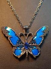 Collana donna in argento farfalla blu smaltato rara molto elegante