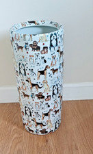 Colorful Dogs 18" Tall Round Black White Ceramic Dog Umbrella Stand Stick Holder