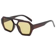 ADE WU Trendy Square Aviator Sunglasses for Women Thick Frame Double Bridge G...