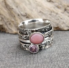 Pink Opal Ring 925 Sterling Silver Handmade Jewelry Gemstone All Size MO736
