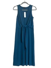 NEW $149 Ann Taylor Teal Matte Jersey Faux Wrap Front Dress Sz Small Sleeveless