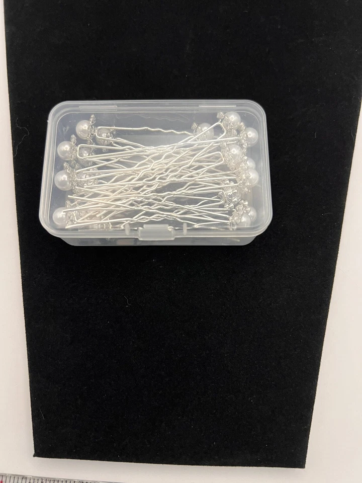 Estrás Transparente Imitación Perla Alfileres para el Pelo Novia Boda Formal Tono Plateado 20 Unidades Foto 4 de 4