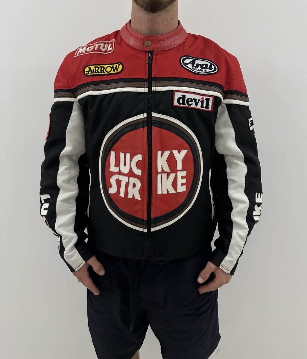 Vintage 2000s Y2K Lucky Strike Racing Auto Moto Leather Vintage 2000s Y2K Lucky Strike Racing Auto Moto Leather
