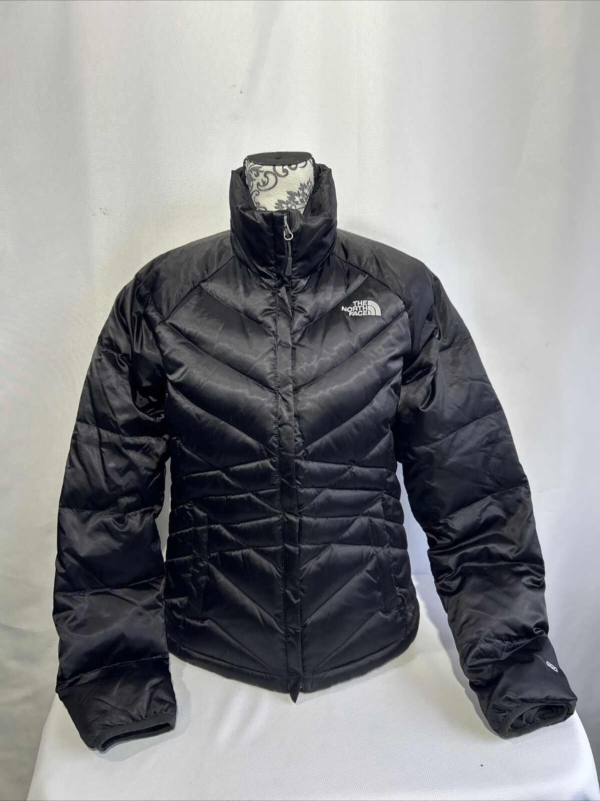 The North Face Womens 550 Goose Down Puffer Jacket Black Size S Full Zip