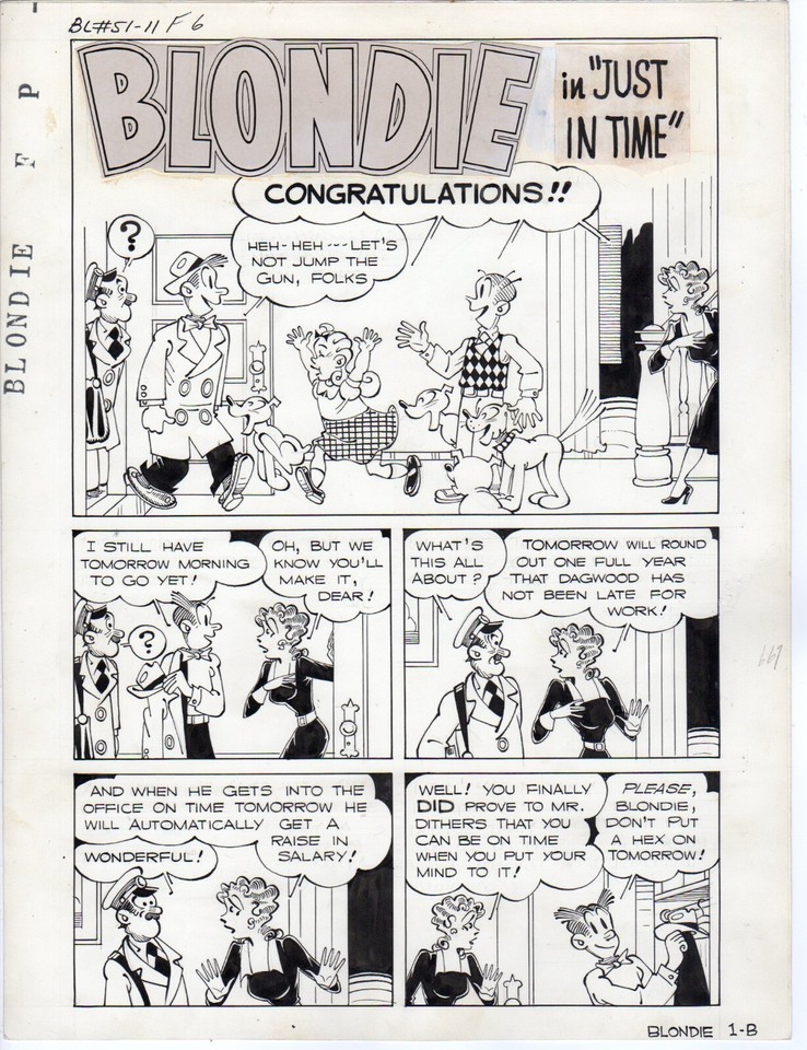 CHIC YOUNG STUDIO Complete story, 4 original art pages BLONDIE Comic Art