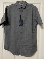NWT Hart Schaffner Marx sz M grey floral button up short sleeve shirt men's 98