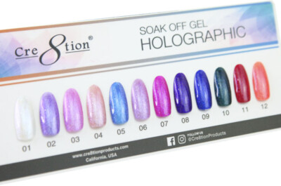 Cre8tion Soak off Gel 0.5 Oz Holographic * Pick Your Colors *