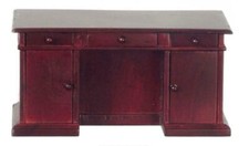 Dolls House Double Pedestal Kneehole Desk Mahogany Office Study Furniture