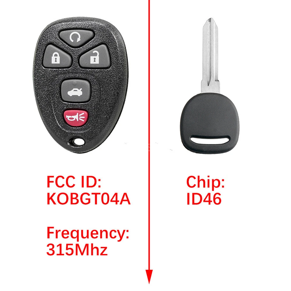 2 para Pontiac Grand Prix 2005 2006 2007 2008 llave de coche + mando a distancia de entrada sin llave Foto 2 de 4