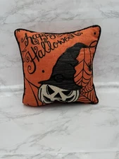 Happy Halloween Jack O Lantern Sequin Pillow 10x10