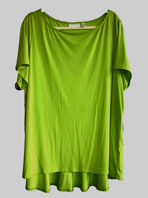 NWOT 2X SUSAN GRAVER LIME GREEN TUNIC TOP SS POLY SPANDEX #MY03