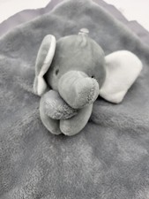Carters Gray Elephant Plush Lovey Security Blanket Blankie Satin Trim