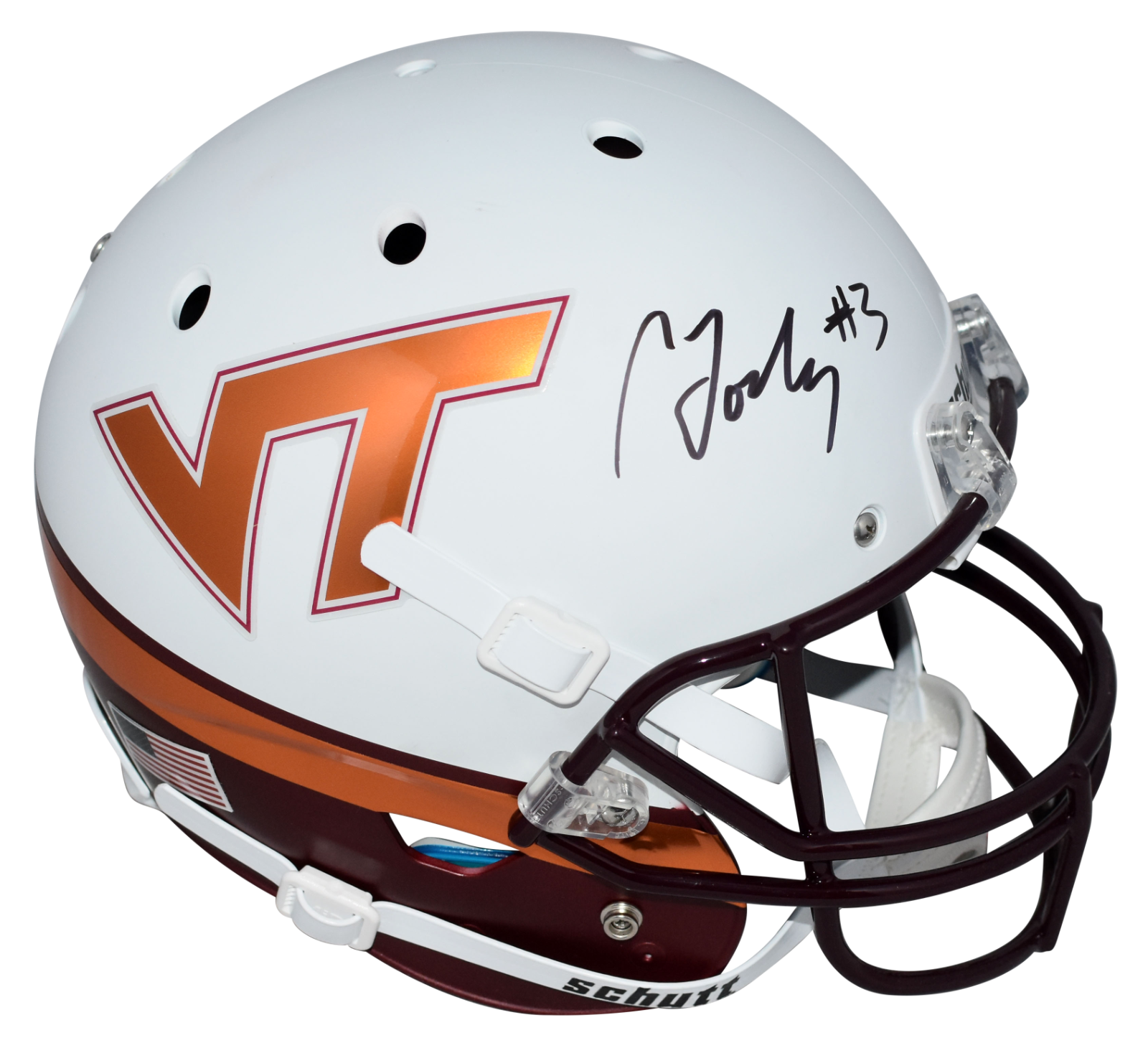 Caleb Farley Autographed Signed Virginia Tech Hokies WHITE FULL SIZE HELMET BECKETT 