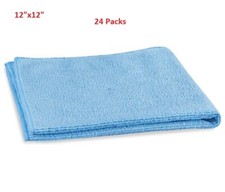 Microfiber Cleaning Cloth Towels Packs of 24 - Reusable Blue - 200 GSM 12 x 12"
