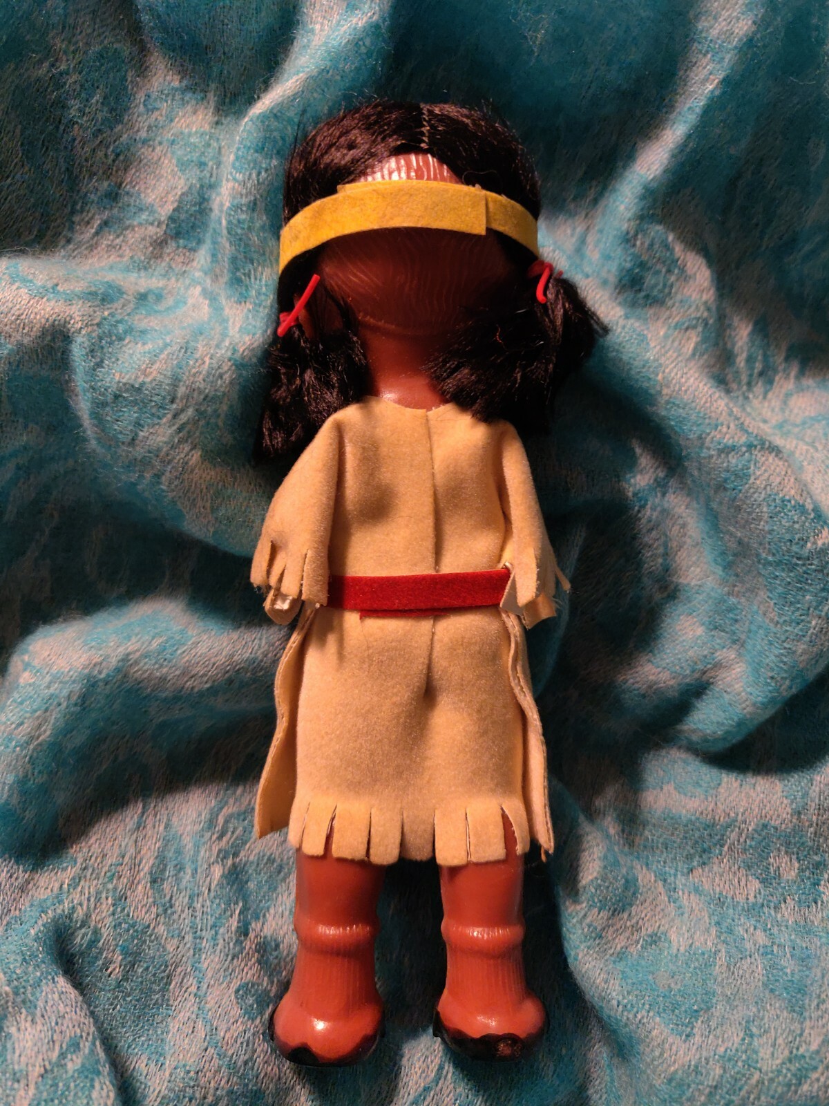 5 1/2" Vintage Plastic Indian Doll Beaded Princess Girl Native American