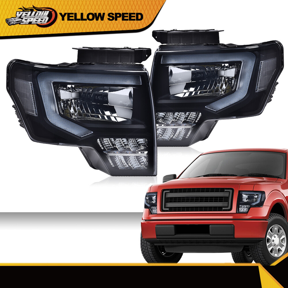 Fit For 20092014 Ford F150 Black/Smoke Projector Headlight LED Tube