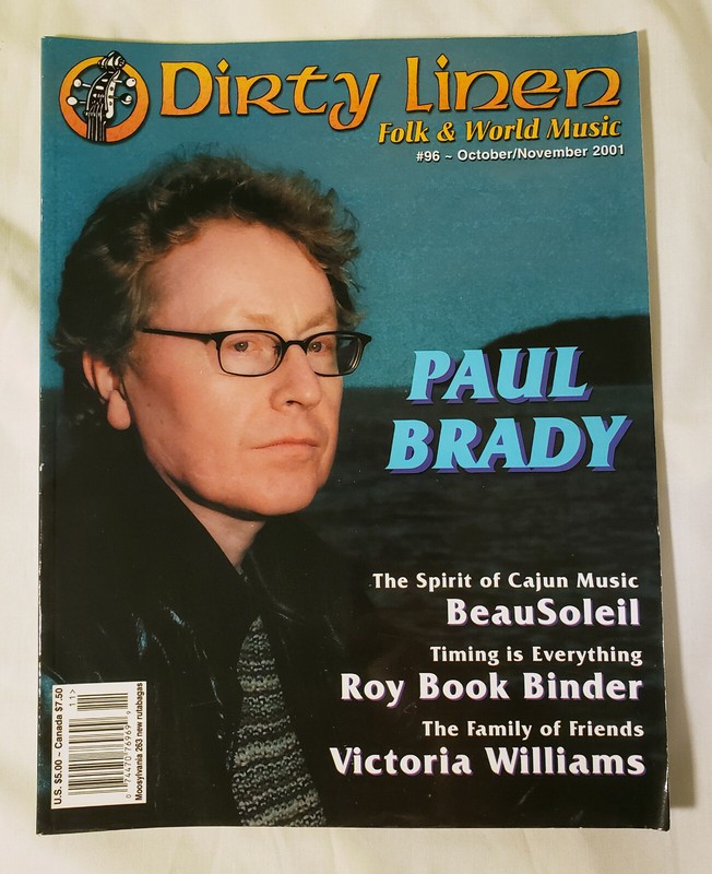Dirty Linen folk & world music mag #96 Oct/Nov 2001 Paul Brady, BeauSoleil, more