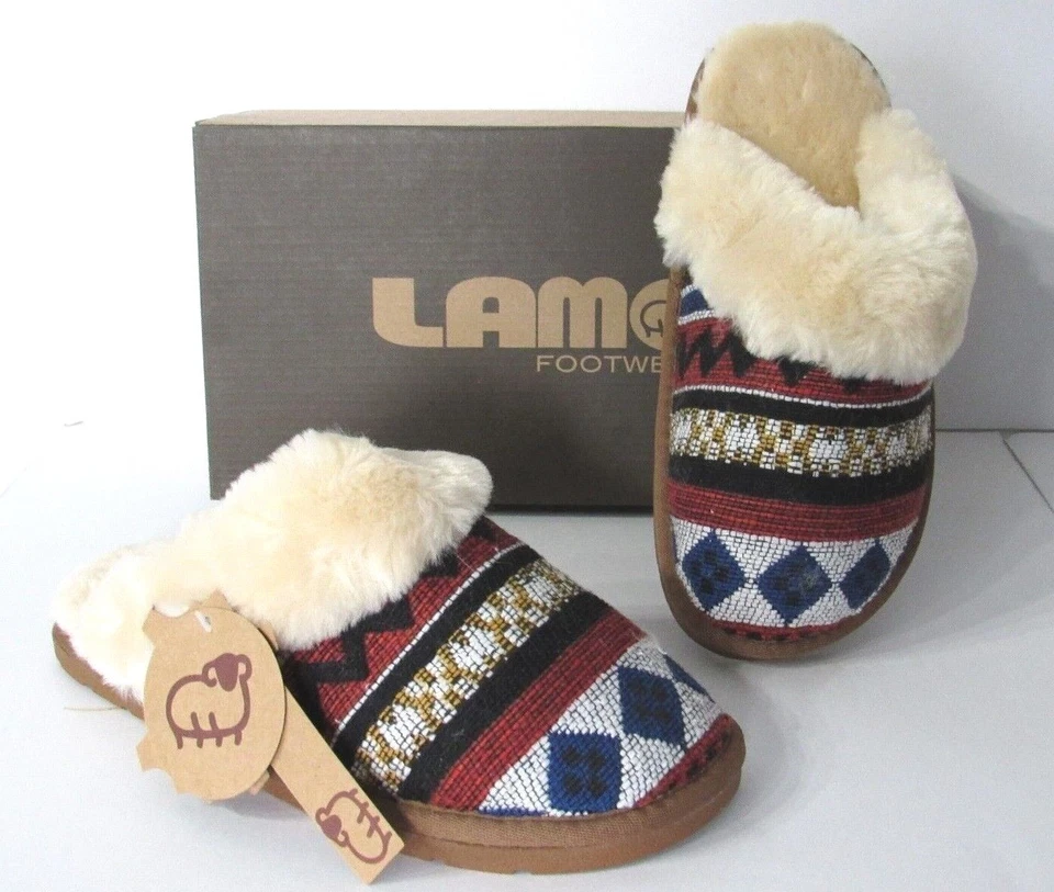 LAMO 室内/室外 Geo 印花毛绒内衬磨损拖鞋女式 XL 码可选颜色 — 第 3/4 张图片