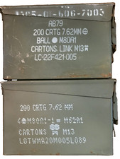 2 M19A1 .30 Cal 7.62x51mm Ammo Cans Excellent Condition