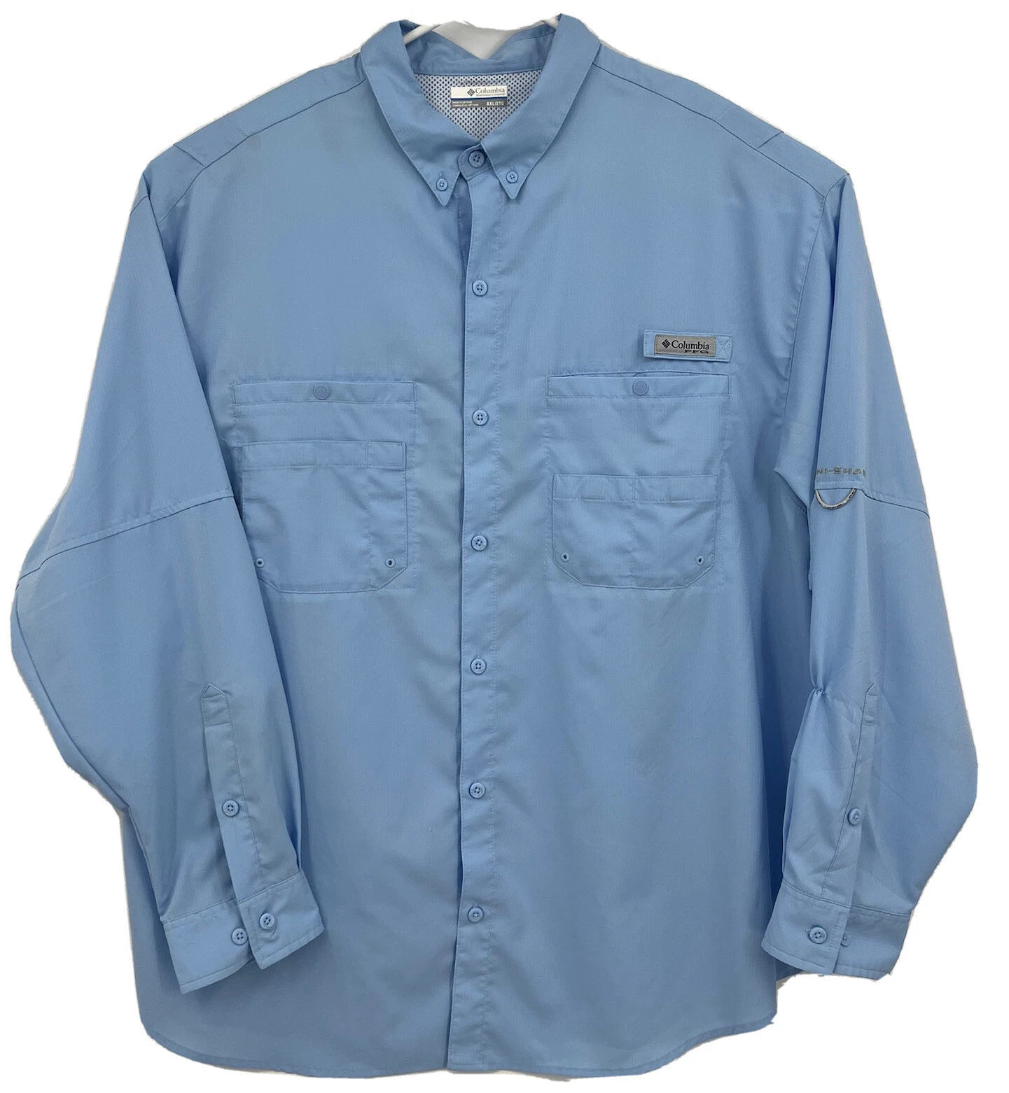 COLUMBIA Men's PFG Omni Shade L/S Vented Fishing/Hiking Shirt 2XL Blue