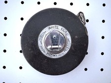 Vintage Lufkin White Clad 100ft Steel Tape Measure - Chrome Toggle - Made in USA