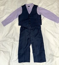 Baby Boy 24 Months Navy Blue Dress Suit With Vest-lavender Shirt, And Pants