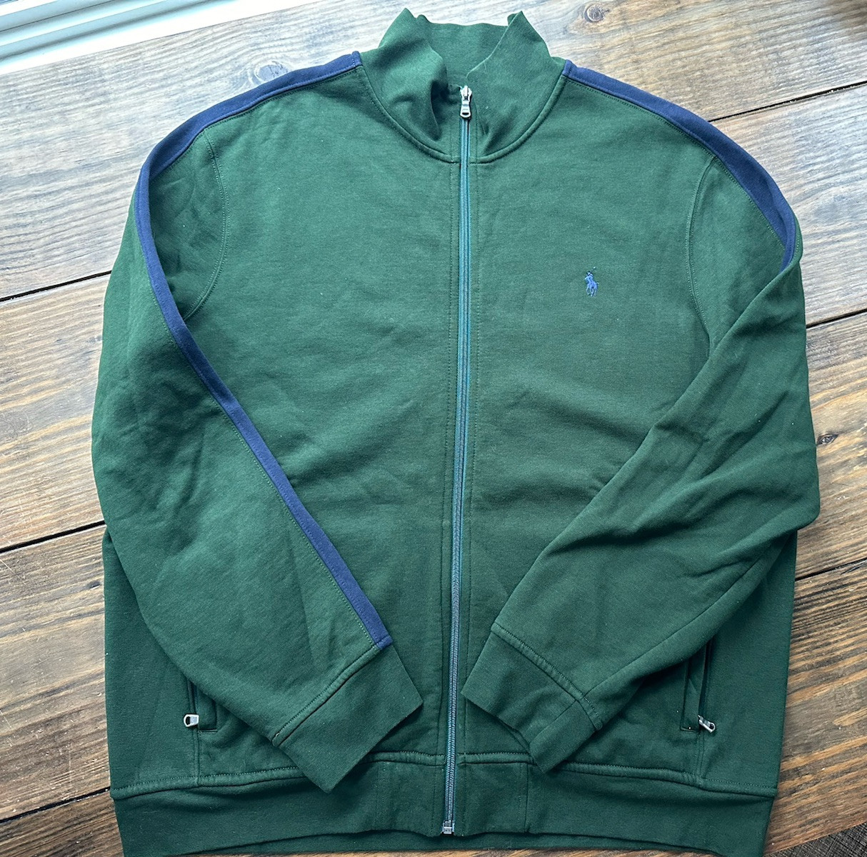 Polo Ralph Lauren Hunter verde navy pony track giacca full zip XXL tempo libero