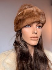 Pastel Mink Fur Pillbox Hat Genuine Real Fur Beret Style Belgium