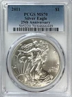 2011 American Silver Eagle, MS 70 PCGS, NR.