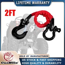 Mud Bandit 2ft Atv Recovery Strap With Winch Hook And D Ring Shackle Tow Rope