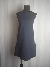 Mango Navy Blue Sleeveless Shift Dress Crew Neck Button Women's Size XS