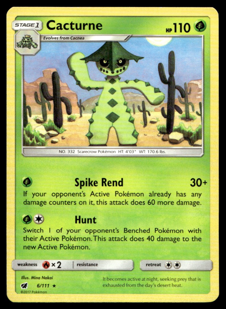 Cacturne 6/111 Rare Crimson Invasion Pokemon Moderately Played