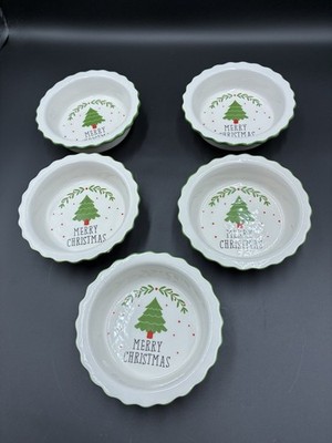 Robert Stanley Merry Christmas Tree Mini Pie Plate Bowl Lot Of 5