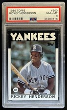 1986 Topps Rickey Henderson #500 Yankees PSA 8