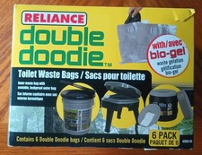 (1) Double Doodie Portable Toilet Waste Bags with Bio Gel (6 Bags)