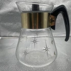 Vintage Corning Ware Pyrex Gold Atomic Starburst Glass Coffee Carafe Pot MCM