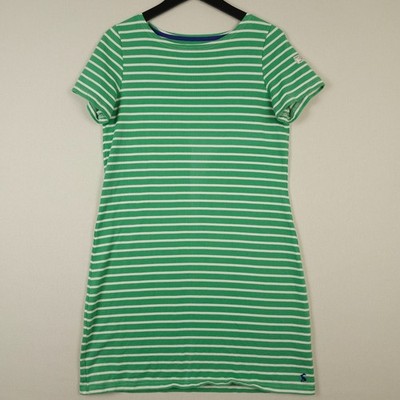 Joules Shirt Dress Womens 10 Green White Striped Riviera Mariners Grade Cotton