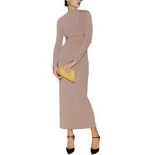 Reformation Ribbed Taupe Mallorie Dress Size XL NWT