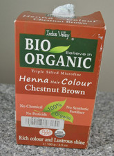 Indus Valley Bio Organic Henna Hair Colour Chestnut Brown New in box