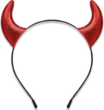 Glitter Devil Horns Headband, Red Devil Horns Devil Costume for Women Men Girls,