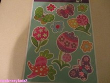 EASTER SHINY WINDOW CLINGS INDOOR DECORATION EGGS FLOWERS 11 PCS