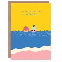 Wild Swimming Birthday Card For Outdoor Swimmer Card Blank 5X7 Inch