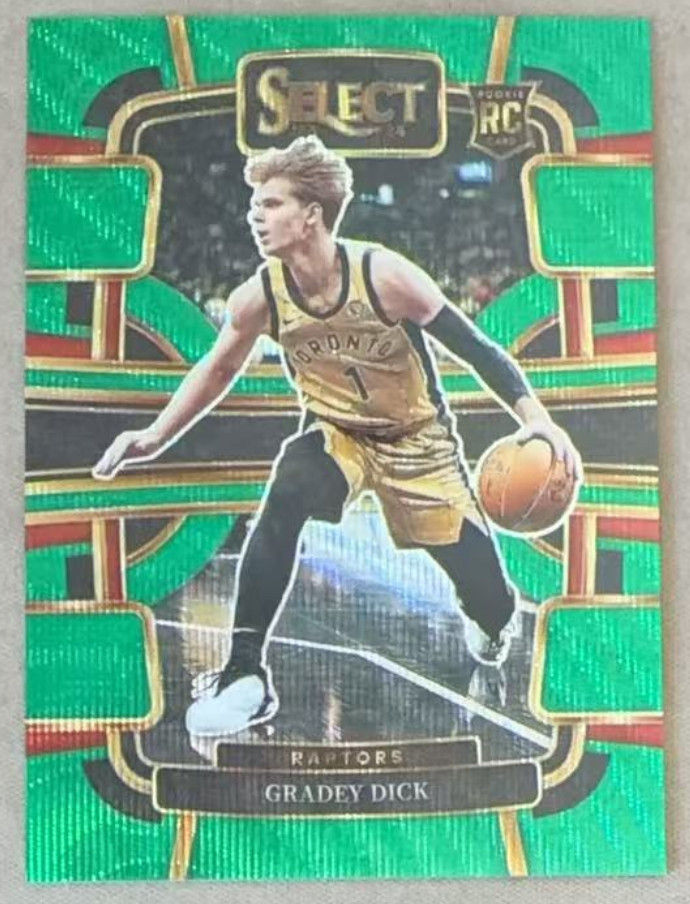 Gradey Dick 2023-24 Panini Select 12/50 Green Wave Concourse RC Raptors #90