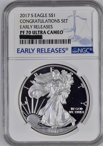 2017-S $1 SILVER AMERICAN EAGLE Congratulations Set NGC PF70 Early Releases