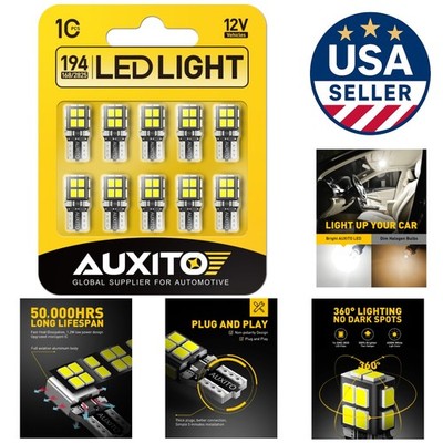 10-Pack 194 LED Car Bulbs - 6000K Bright White Replacement for Dome & Map Lights