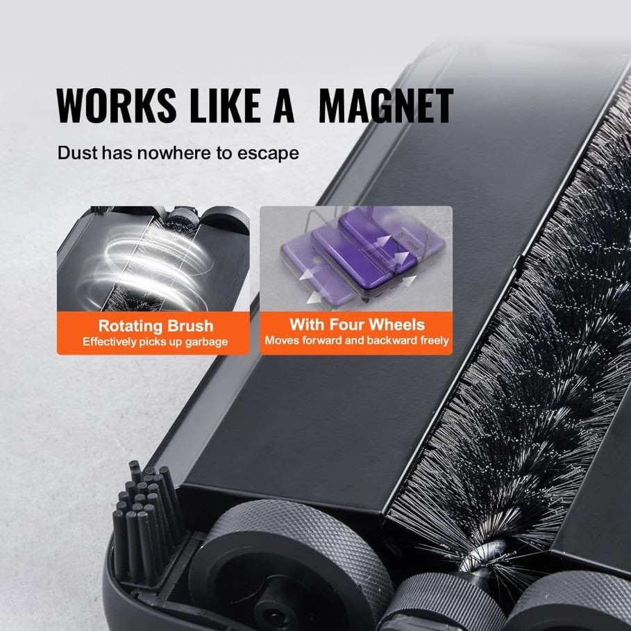 VEVOR Carpet Sweeper Manual Floor Sweeper w/ 300ml Dustbin 6.7in Cleaning Width