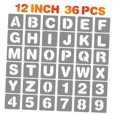 BAMIDELE Letter and Number Stencils, 36 Pcs Reusable Plastic Alphabet 12 Inch